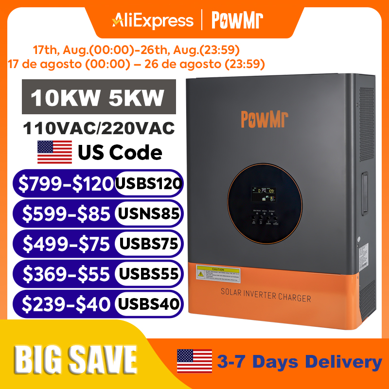 Onduleur biphasé PowMr 10KW 5K - Drone Solar Charger avis et prix